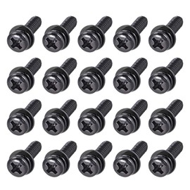 sourcing map M5 x 16mm Carbon Steel Phillips Pan Head Machine Screws Bolts Combine with Spring Washer and Plain Washers 20pcs