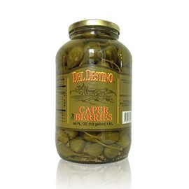 DEL DESTINO Mediterranean Caperberries in Brine 64 Oz - Premium Piquant Flavor, Ideal for Chefs and Culinary Enthusiasts, Versatile Cooking Ingredient