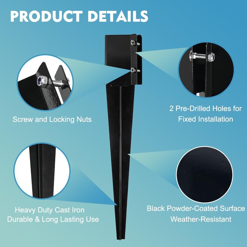Furnishh 4x4 Fence Post Anchor Ground Stakes (Inner Diameter 3.5