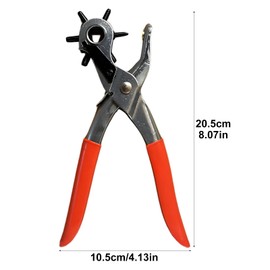 Leather Hole Punch Plier, Heavy Duty Revolving Leather Hole Punch, Adjustable 6 Interchangeable Punch Sizes, Heavy Duty Multi-Function Hole Punch Tool for Leather, Plastic, Paper