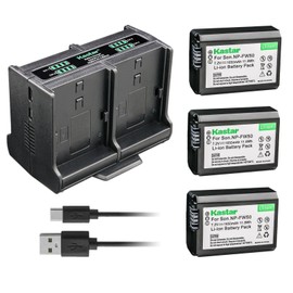 Kastar 3-Pack Battery and Quadruple Charger Compatible with Sony Alpha 7 II, α7 II, a7 II, ILCE-7R, Alpha 7R, α7R, a7R, ILCE-7RM2, Alpha 7R II, α7RII, a7R II, ILCE-7S, Alpha 7S, α7S, a7S Camera