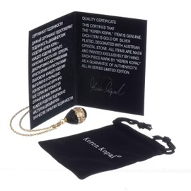 Keren Kopal Black Egg Pendant Necklace Faberge Styled Love Gift for Her Wife Mother Special Charm Present Decorated with Crystals