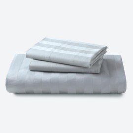 Zaizaihome 600 TC Bed Sheet Set 3 Pieces Full Size, 100% Egyptian Cotton, 1 Fitted Sheet + 2 Pillowcases, Soft, Breathable & Cooling Sateen Weave, Fits Mattress Upto 16" Deep Pocket,Gray Stripe