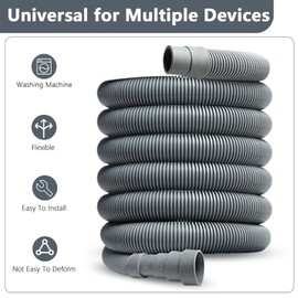 Washing Machine Drain Hose, 13 Feet Flexible Dishwasher Hose Extension Kit, Universal Washer Drain Hose, W/ 1 Hose 4 Clamps-Bend Holder