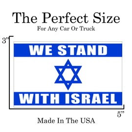 Israel Flag Sticker Auto Car Truck Window Decal Bumper Sticker 5x3 Israeli Jewish We Support Israel (We Support)