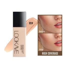 LAMUSELAND Full Coverage Foundation Makeup, Matte Liquid Waterproof Long-lasting Oil-free Foundation Stick Concealer for All Skin (02, M)