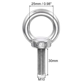 TA-VIGOR 2Pcs M10 x 30mm Lifting Long Eye Bolt, 304 Stainless Steel Wall Expansion Anchor Bolts, Masonry Concrete Screws Shoulder Eyebolt Lifting Ring with Nuts Washers for Hanging Hammock Article