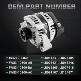 Seaforie 104210-5360 Alternator 12V 150A Compatible with Land Rover LR4 Range Rover Jaguar F-Pace F-Type XE XF XFR XFR-S XJ XJR XJR575 XK XKR XKR-S 3.0L 5.0L 2010-2022 8W83-10300-AB LR011231