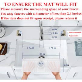 YATOISUR Sink Splash Guard 14.4” x 5.4” - Sink Faucet Mat with Faucet Water Catcher Mat & Soap Dish & Sponge Holder 3 in 1 - Silicone Faucet Handle Drip Catcher Tray for Kitchen RV & Bar Faucet, Clear