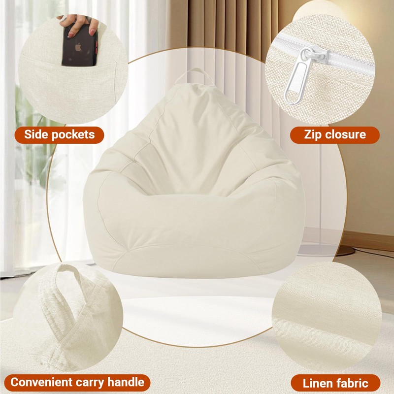 BUERPINKING Pouf per bambini adulti, per pouf senza imbottitura, XXL