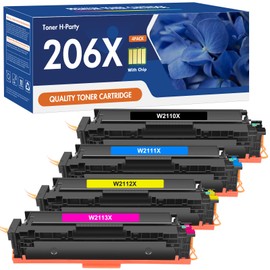 206X 206A Toner Cartridges 4 Pack High Yield M283fdw N283cdw Set Compatible Replacement for HP 206X 206A Color Laserjet Pro MFP M283cdw M255dw M283 Printer Ink (with Chip, Black Cyan Yellow Magenta)
