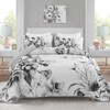 Floral Quilt Set Queen 3 Pieces Grey Floral Quilt Coverlet