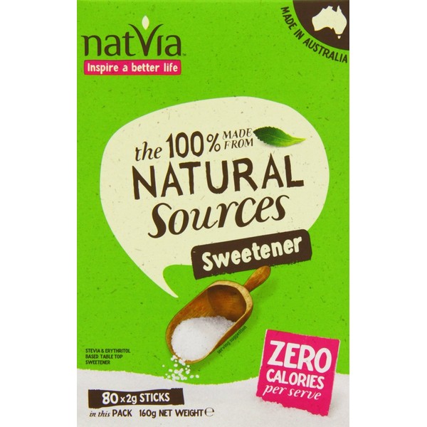 Natvia 100 % Natural Sweetener 40 Sticks (Pack of 2)
