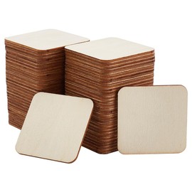 DELORIGIN 100pcs 2 Inch Unfinished Wood Pieces Square Blank Wooden Cutouts Natural Slices Wood Pieces for Crafts Ornaments Project Supplies Home Decoration Painting Writing Engraving Carving Supplies