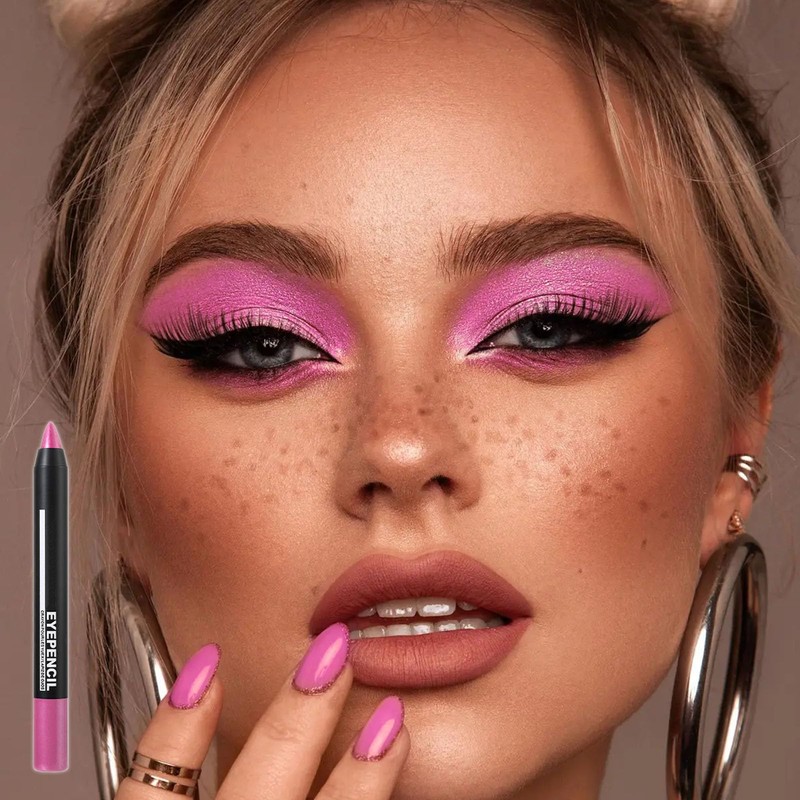 Rose Pink Eye Shadow Crayon Stick, Pearlescent Glitter Cream Eye