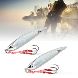 Jig Hard Fishing Lures, Strong Metal Iron Plate Bait, Lightweight Double Hook for Catching Fish When Sea Fishing (80g)