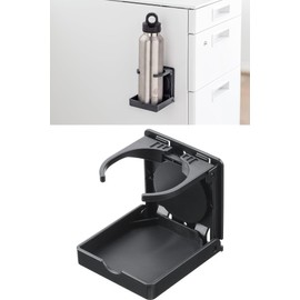 Sanwa Direct 200-STN078BK Drink Holder, Magnetic Mount, Foldable, Load Capacity 2.2 lbs (1 kg), Desk, Cup Holder, 1 Piece