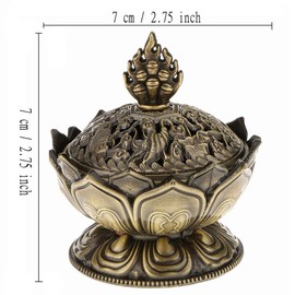 Vientiane Lotus Shaped Incense Burner Mini Metal Aromatherapy Holder Incense Burner Stove Backflow Incense Burner for Decoration Gift Accessories (7 x 7 cm).
