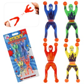 4Pcs Window Walkers Sticky Superheroes | Stretchy Men Sticky Wall Crawlers | Kids Party Favours Party Bag Fillers Fun Gift Summer Toys, Goodie Bag Fillers Wall Climbers Tricky Toys 3+ Years