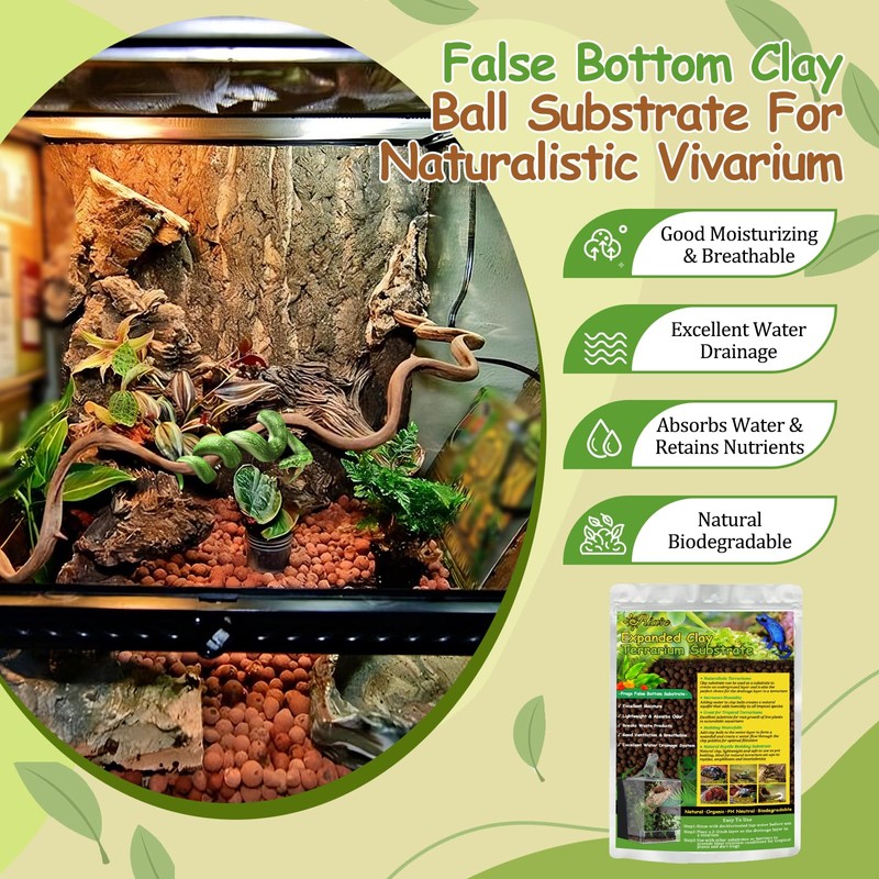 Riare 2LBS Expanded Clay Balls Terrarium Substrate for Reptiles -
