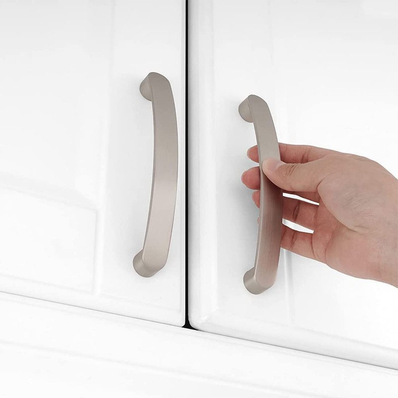10 x Brushed Nickel Kitchen Door Drawer Pull Handles (128mm)