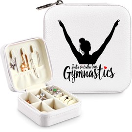 BJDAMAI Gymnastics Jewelry Box, Gifts For Kids Teens Girls Age 8-12, Gymnastics Lovers Stuff Items Things Merchandise Decor Merch, Travel Ring Earrings Necklace Organizer Holder!