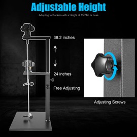 PSUFURV 5 Gallon Pneumatic Paint Mixer Machine, 1/4HP Automatic Paint Shaker Machine with Bracket Stainless Steel Clip Paints Air Agitator for Mixing Mud Cement Mortar Paint