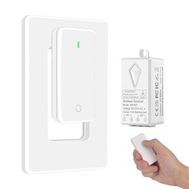 Nineleaf Wireless Light Switch and Receiver Kit, Buckle Design & Removable, Wireless Remote Light Switch, Fans, Battery Included, No Wiring Needed, Programmeable 1300FT Range
