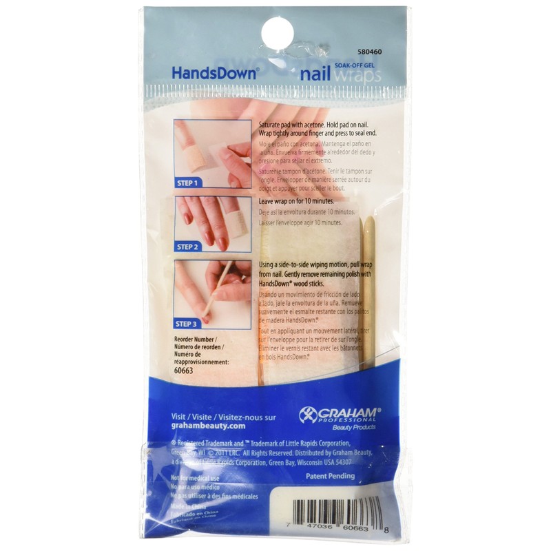 Graham Hands Down Nail Soak Off Gel Wraps, 10 Count