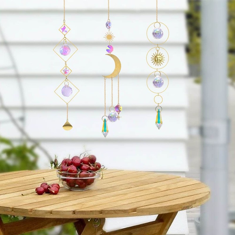 OFFCUP Crystal Suncatchers, 3pcs Rainbow Prism Suncatcher, Sun Catchers Rainbow