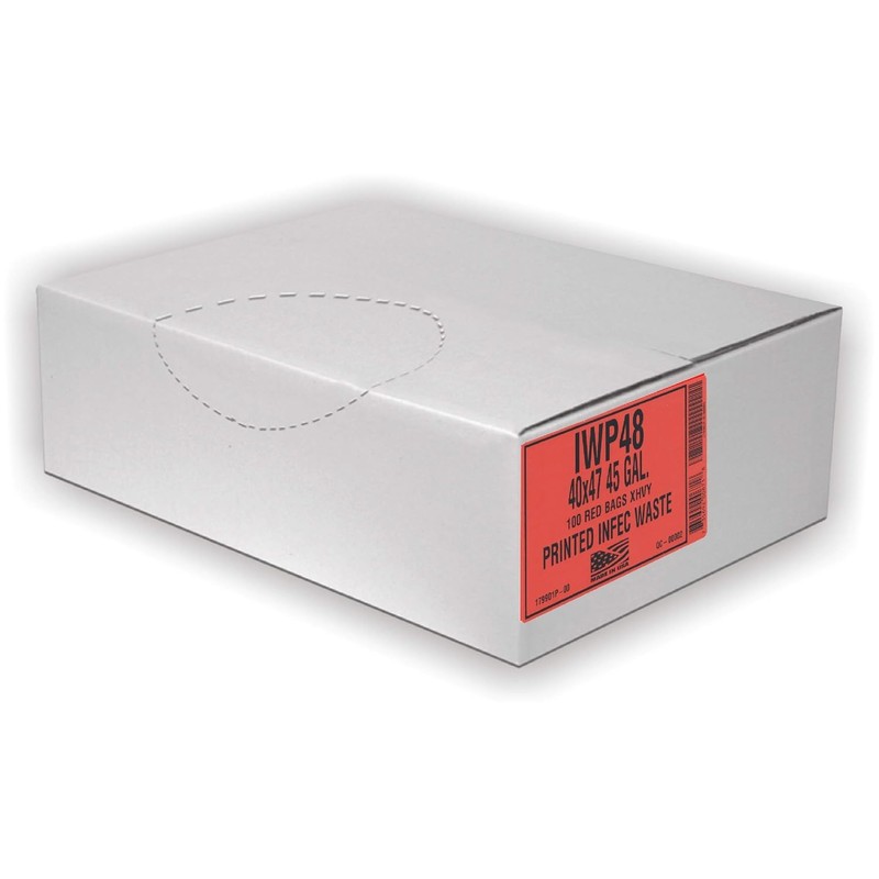 Aluf Plastics 45 Gallon (40" x 47") Red Infectious Waste