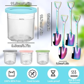 ARJDXDP Container for Ninja Creami Ice Maker, 4 Pack Creami Deluxe Container, Ice Maker Creami Accessories with Spoon, Tubs Accessories for NC301 NC300 NC299AMZ Series, BPA-Free, Dishwasher Safe