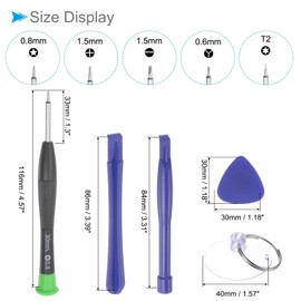 CoCud Electronics Repair Tool Kit, 0.6mm Y 0.8mm Star 1.5mm Slotted 1.5mm Phillips T2 Torx, Precision Screwdriver Set Opening Pry Tool - (Applications: for Watches Repair), 22-Pieces