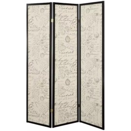 Coaster Wood Three Panels French Script Room Divider in Espresso
