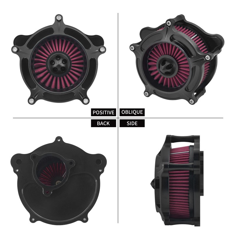 HDBUBALUS Matte Black Air Filter Cleaner Red Intake For Harley