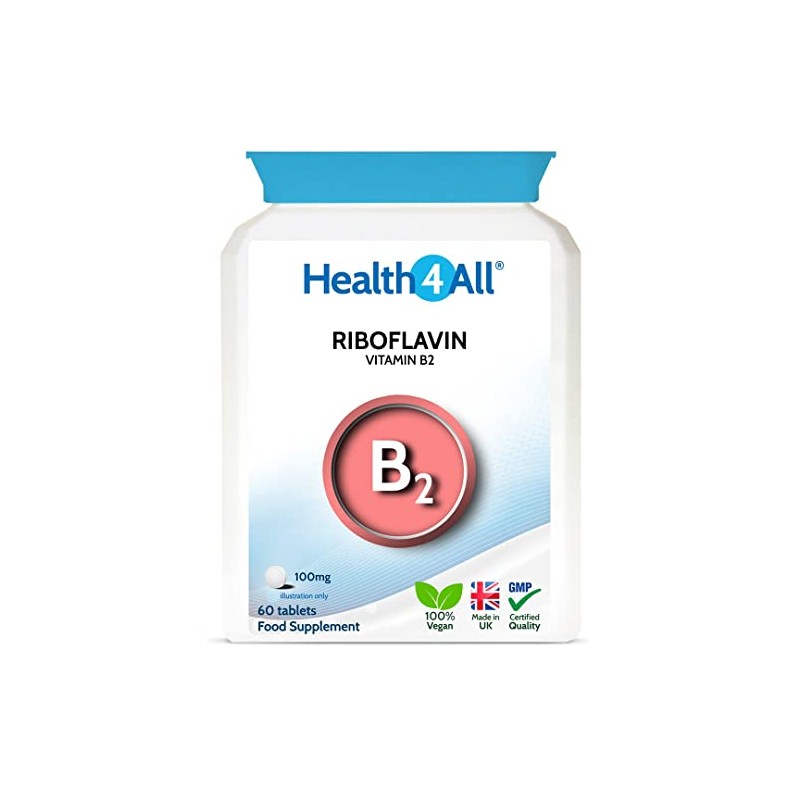 Vitamin B2 Riboflavin 100mg 60 Tablets . Migraine Support, Stress