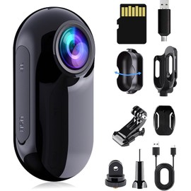 HOFAOUG Mini Action Cam Portatile, Body Cam Ultraleggera, POV Camera con Memoria Integrata 16GB, Bodycam Multifunzionale Ideale per Viaggi, Ciclismo ed Escursioni Outdoor(nero)
