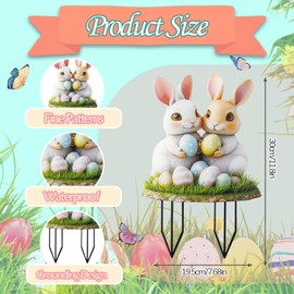 HANGGON Easter bunny garden stake, Easter decoration, garden stake, Easter garden stake, Easter decoration, generic Easter decoration, outdoor, for outdoor and indoor garden decoration (B)