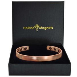 XL Pure Copper Magnetic Bracelet Men Women Copper Bangle Cuff 6 Neodymium Magnets Unisex Adjustable-CF (XL: Wrist 22–24cm/8.6–9.5”)