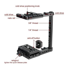 NICEYRIG Universal DSLR Camera Cage with Quick Release Base Plate for Canon 5D4 5D3 5D2 6D2 6D 7D 80D Nikon D850 D810 D810A D800E D800 D750 D700