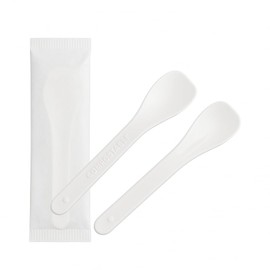 100 Disposable Sugar Fibre Ice Cream Sticks - Individually Wrapped, Compostable and Eco-Friendly - Sustainable Dessert Scoop
