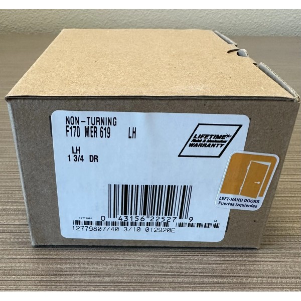 Schlage F170 MER 619 LH Satin Nickel Finish Non-Turning Dummy Fixed