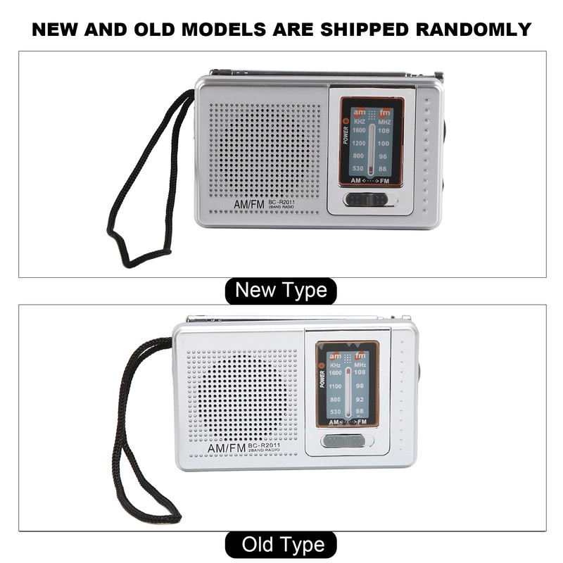 Portable Pocket Radio AM/FM Classic Elegant Design Silver Grey Battery