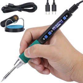 WEP 928D-IV Portable Soldering Iron Kit with Fast Heating with C235 Tip, Dynamic Screen, Compact Digital Soldering Iron with Multi-Functional Cover, Type-C Powering, Sleep Mode, PD and QC Protocols