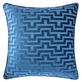 Homey COZY Modern Maze Throw Pillow Cover,Indigo Blue Luxury Velvet Soft Fuzzy Cozy Warm Slik Large Sofa Couch Cushion Case 18x18, Cover Only