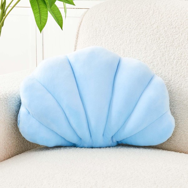 Uvvyui Blue Shell Pillow, Seashell Decorative Throw Pillow Beach Pillow,