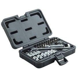 Omega Pro Go-Through Socket Set and Wrench - 1/2 Inch Drive with Flexible Ratchet - 34 Pieces in Molded Case for Easy Organization
