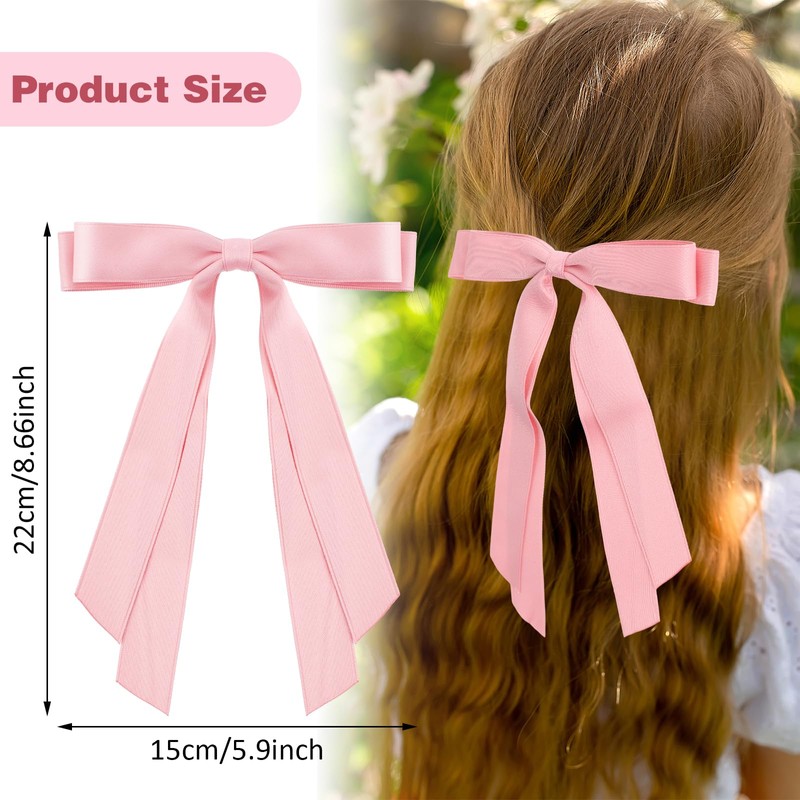 Pack of 2 Hair Bow, Women's Tassel Ribbon Bow, Long