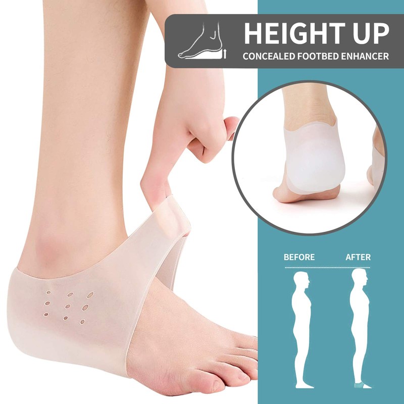 Invisible Height Increase Concealed Footbed Enhancers Soft Silicone Inserts, Half