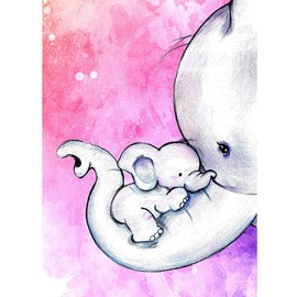 5D Diamond Painting Diamond Painting Pictures, Wowdecor White Elephant Baby Animals Full Set Large DIY Diamond Painting by Numbers